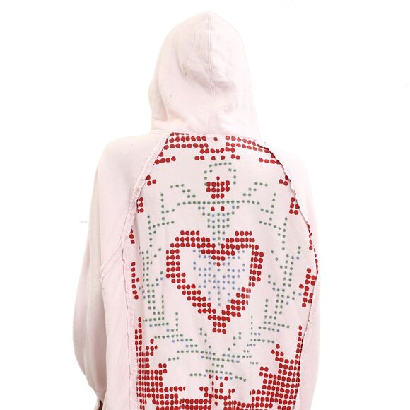 Free People Keepsake Hoodie Sweatshirt Top Embroidered Print Oversized XS 280800 - Picture 8 of 9